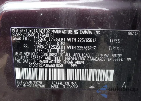 2017 Toyota Rav4 Xle z USA, uszkodzony, nr VIN 2T3RFREV3HW691059